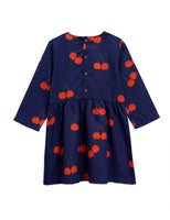 Mini Rodini Cherry Woven LS Dress | Blue - Green Hearts Pink