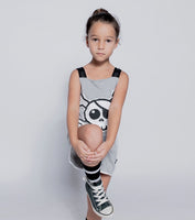 Nununu Skull Patch Tank Overall | Heather Grey