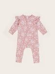 Huxbaby Floral Frill Zip  Romper | Dusty Rose