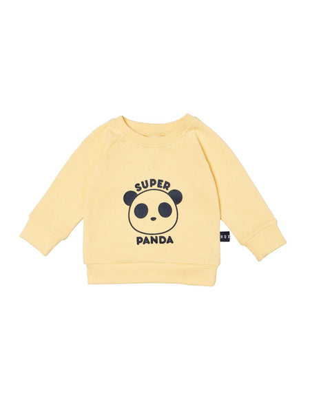 Huxbaby Super Panda Sweatshirt | Banana - Green Hearts Pink