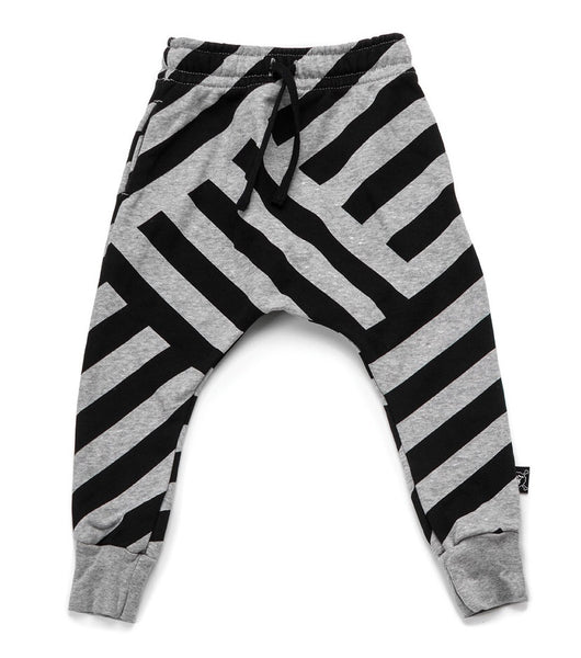 Nununu Striped Baggy Pants | Heather Grey - Green Hearts Pink