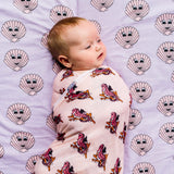 Kip&Co x Hugo Loves Tiki Swaddle | Seahorses - Green Hearts Pink