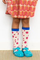 Nadadelazos Socks | Flamenco Dots - Green Hearts Pink
