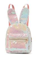 Plum Sequins Bunny Backpack - Green Hearts Pink