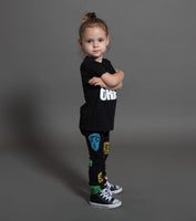 Nununu Rowdy Masks Leggings | Black - Green Hearts Pink