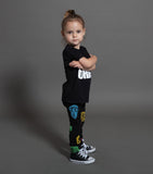 Nununu Rowdy Masks Leggings | Black - Green Hearts Pink