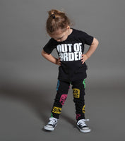 Nununu Rowdy Masks Leggings | Black - Green Hearts Pink