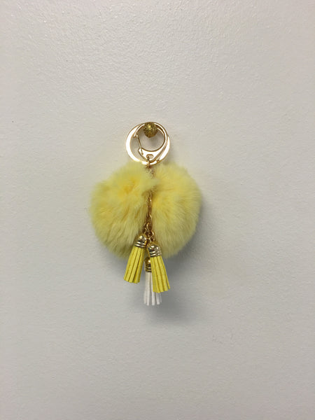 Fur Pom Pom + Tassel | Yellow - Green Hearts Pink