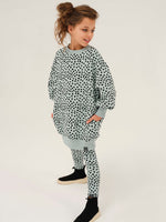 Kukukid Sweatshirt Dress | Pistachio Dots