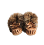 Fur Trim Moccasins | Mocha - Green Hearts Pink