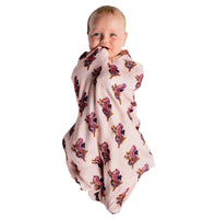 Kip&Co x Hugo Loves Tiki Swaddle | Seahorses - Green Hearts Pink