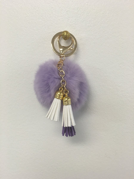 Fur Pom Pom + Tassel | Lavender - Green Hearts Pink