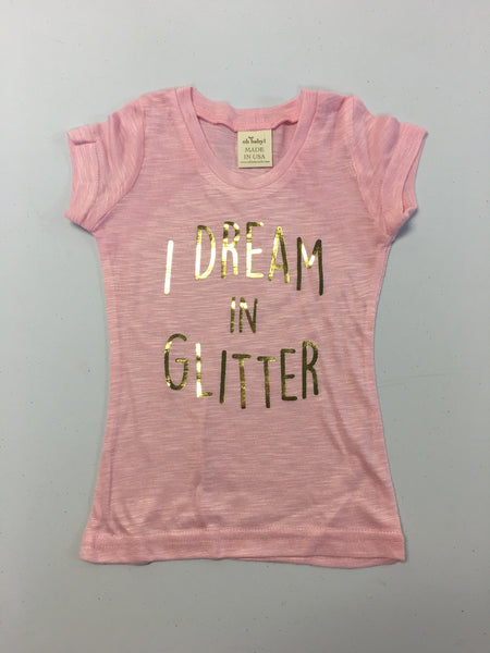 Oh Baby! Short Sleeve Slub Top | I Dream in Glitter - Green Hearts Pink