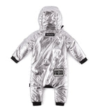 Nununu Super Patch Down Overall | Silver - Green Hearts Pink