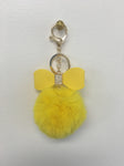 Fur Pom Pom + Bow | Yellow - Green Hearts Pink