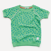 Indikidual Short Sleeve Sweatshirt | Spotty Teal - Green Hearts Pink