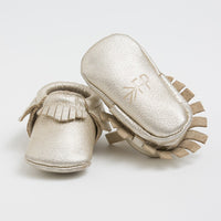 Freshly Picked Moccasins | Platinum - Green Hearts Pink