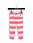 Mini Rodini Stripe Rib Leggings | Pink - Green Hearts Pink