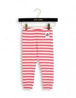 Mini Rodini Stripe Rib Leggings | Pink - Green Hearts Pink