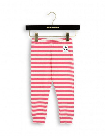 Mini Rodini Stripe Rib Leggings | Pink - Green Hearts Pink