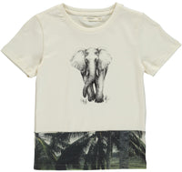 Popupshop Two Colored Tee | Palm & Elephant - Green Hearts Pink