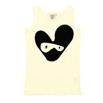 Beau Loves Tank Top | Pale Lemon Love Hearts - Green Hearts Pink